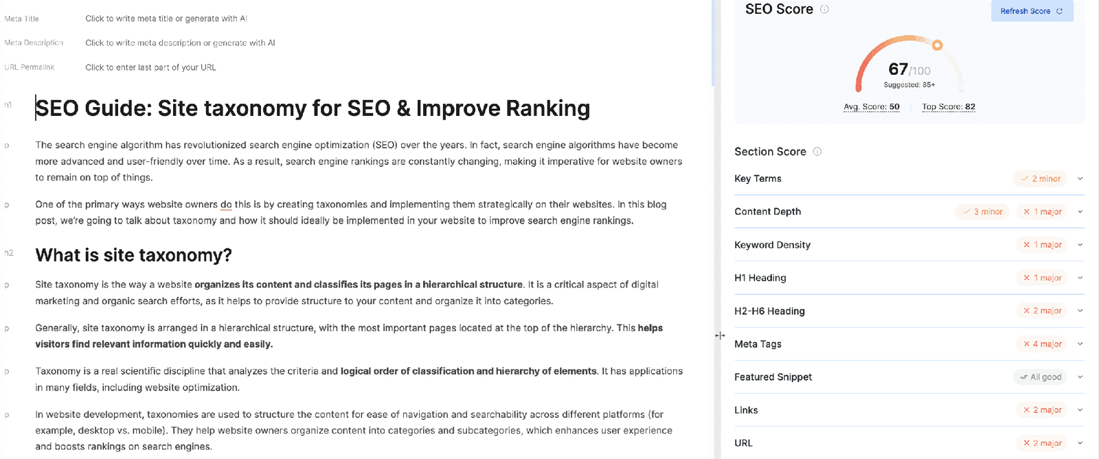Content Score Optimize On Page SEO
