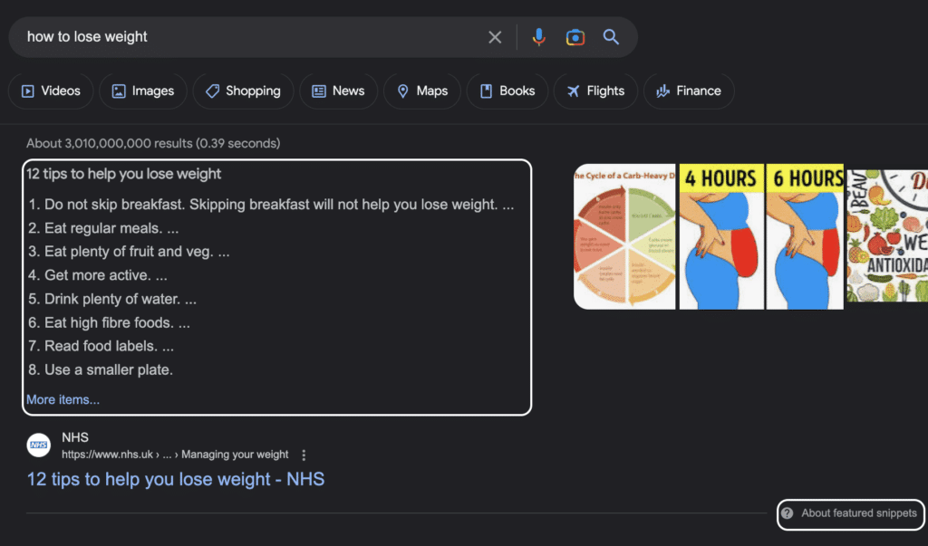 Serp featured snippets